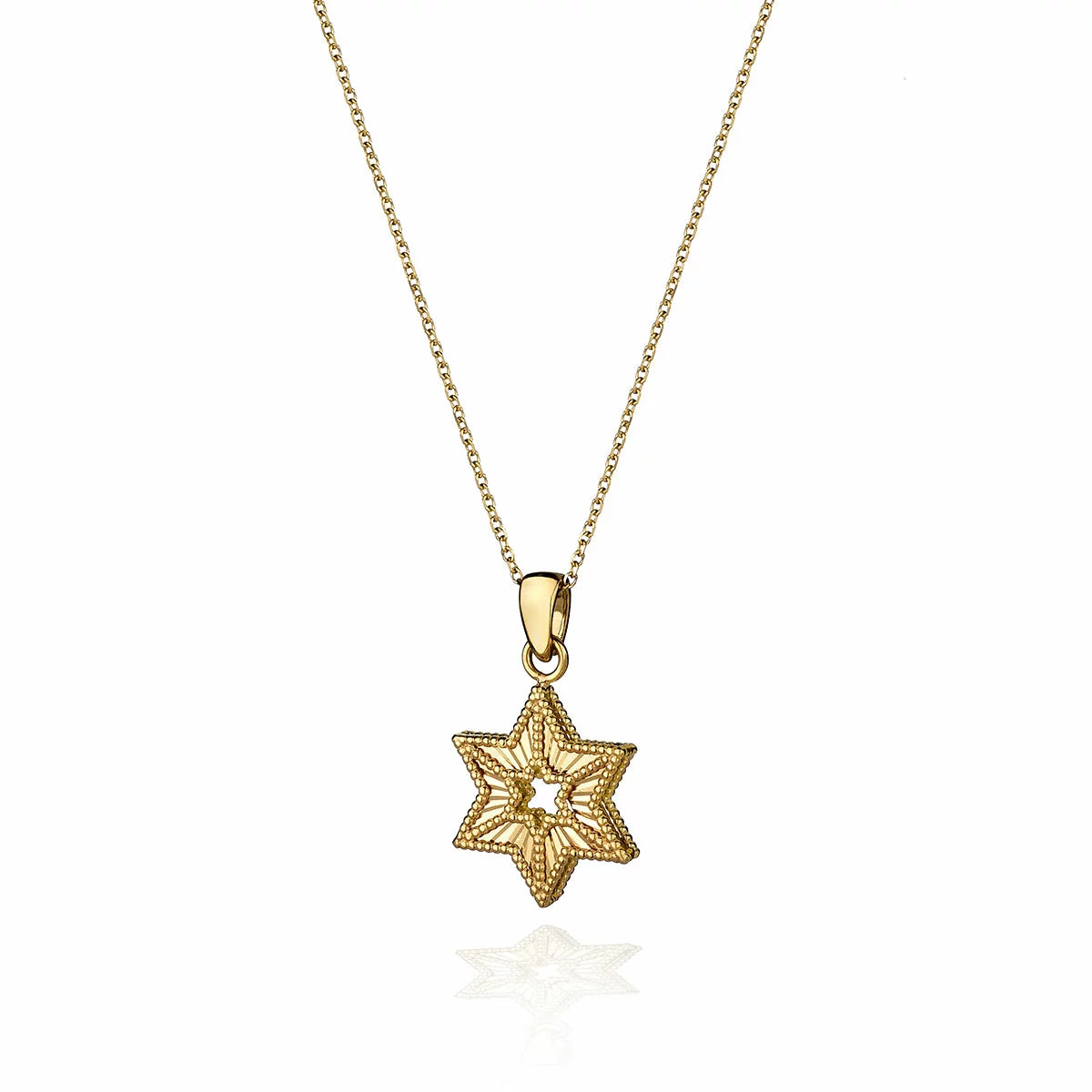 14ct Yellow Gold Textured Star of David