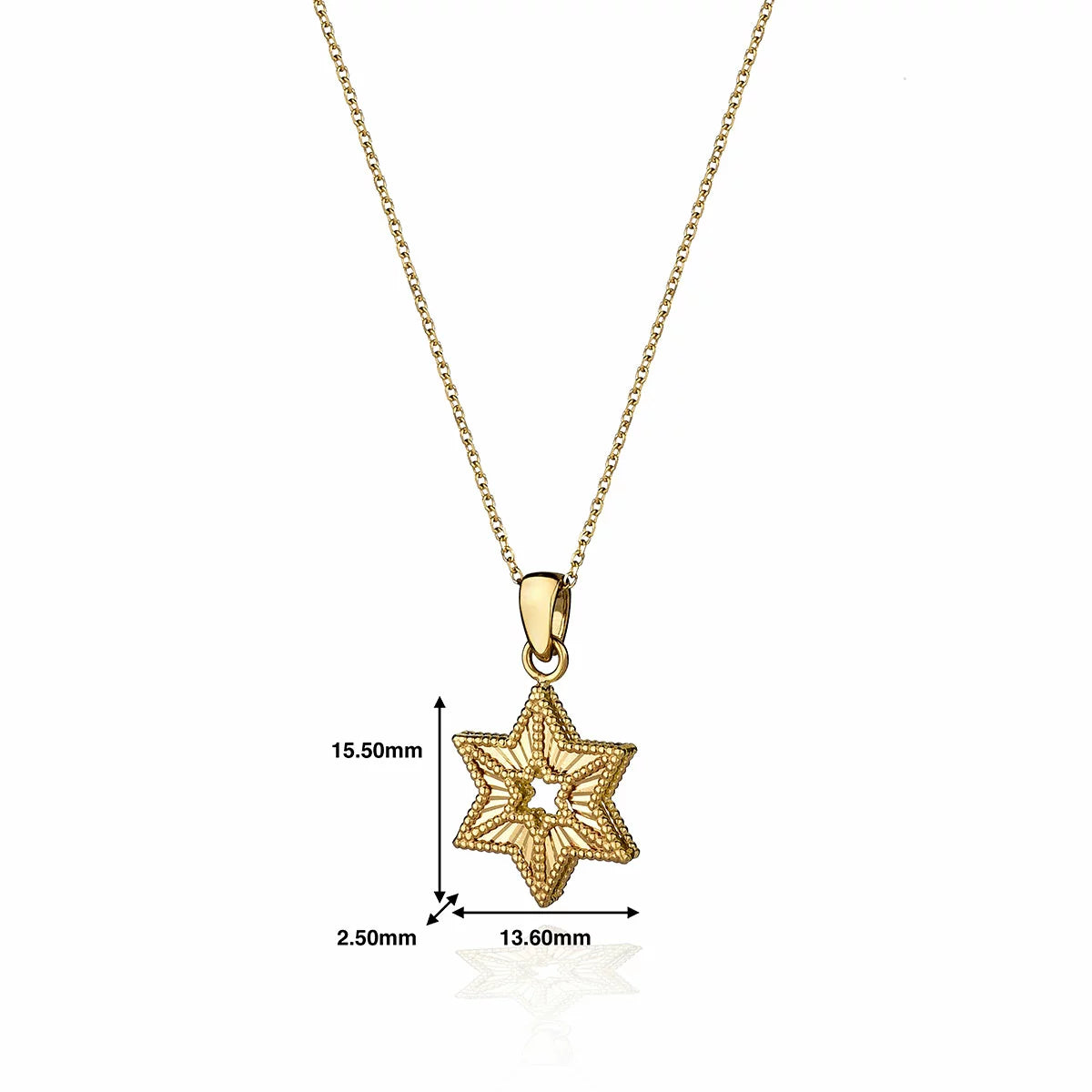 14ct Yellow Gold Textured Star of David