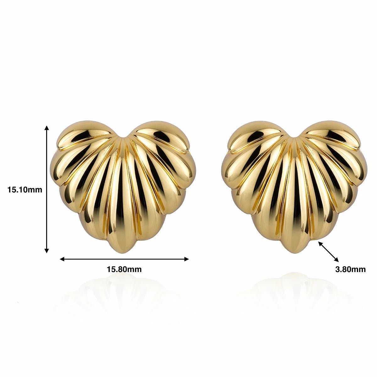 14ct Yellow Gold Heart Earrings