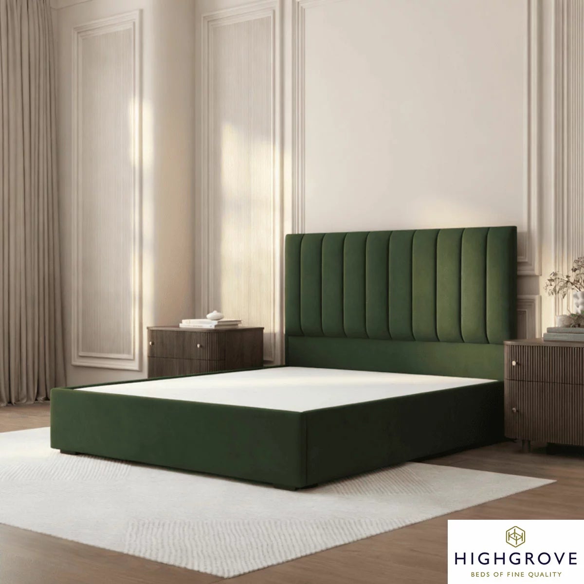 Highgrove Swift Green Fabric Full Ottoman Bed Frame in 3 Sizes, view 7