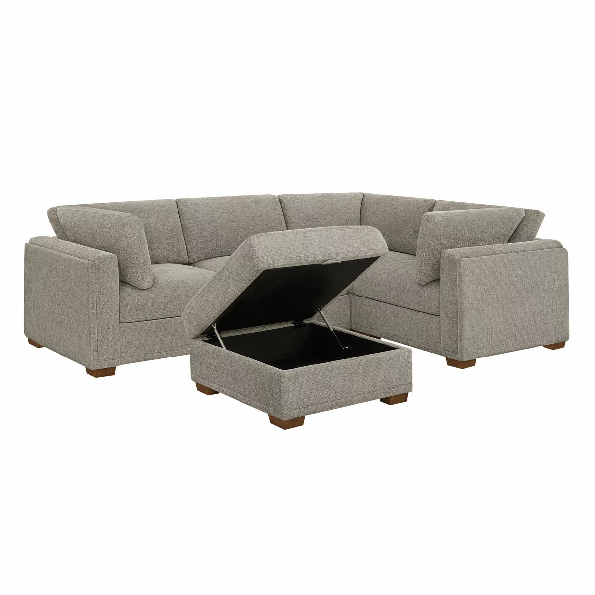 Thomasville Taylor Taupe Fabric Sofa with Storage Ottoman, view 4