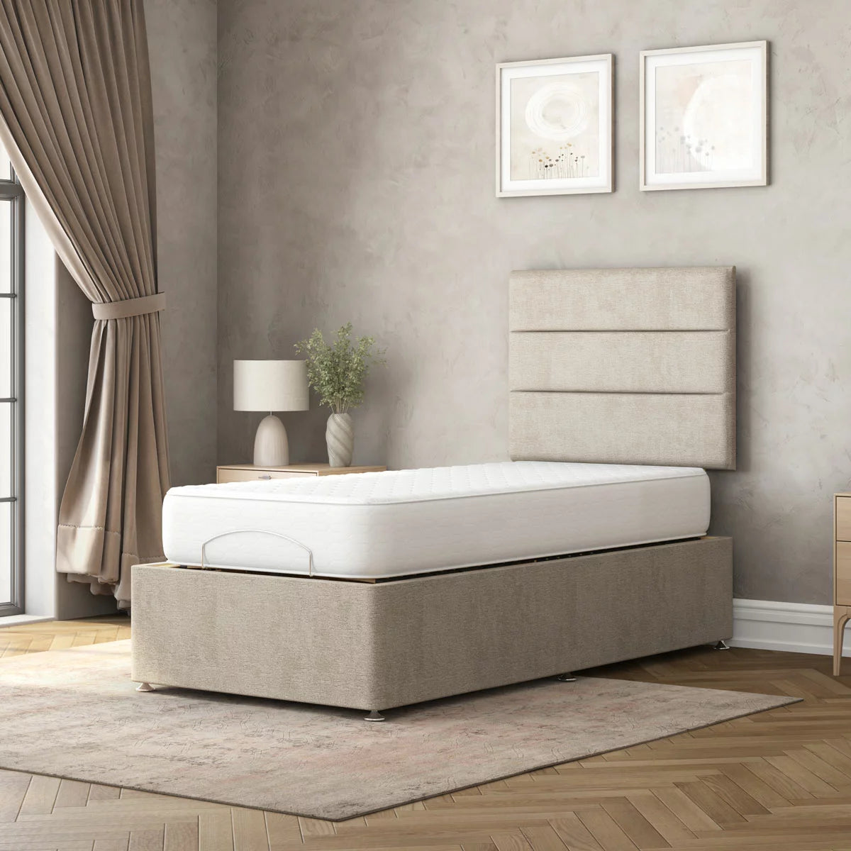 Highgrove Fenton Taupe Fabric Electric Adjustable Bed Base With Medium Memory