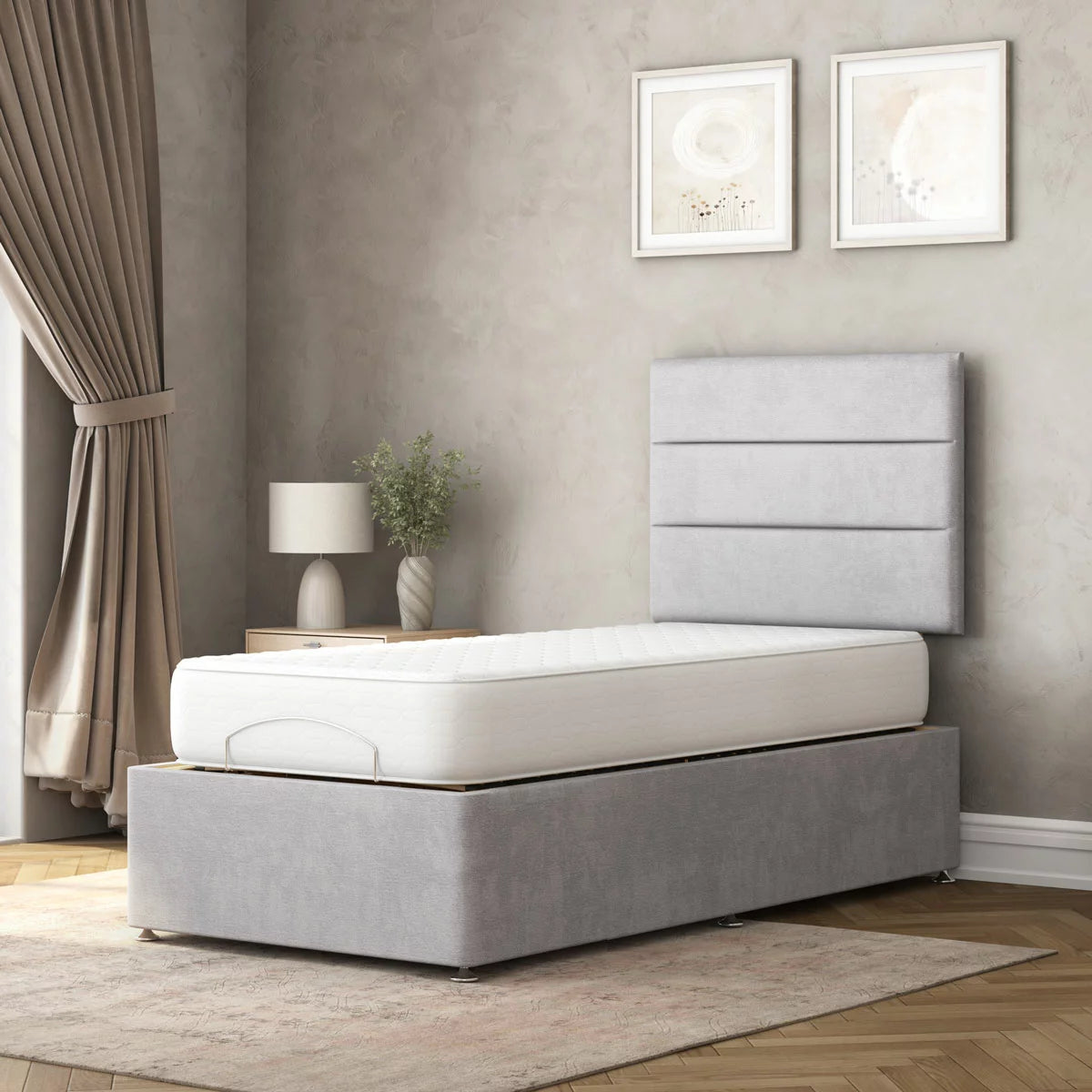 Highgrove Fenton Grey Fabric Electric Adjustable Bed Base With Medium Memory