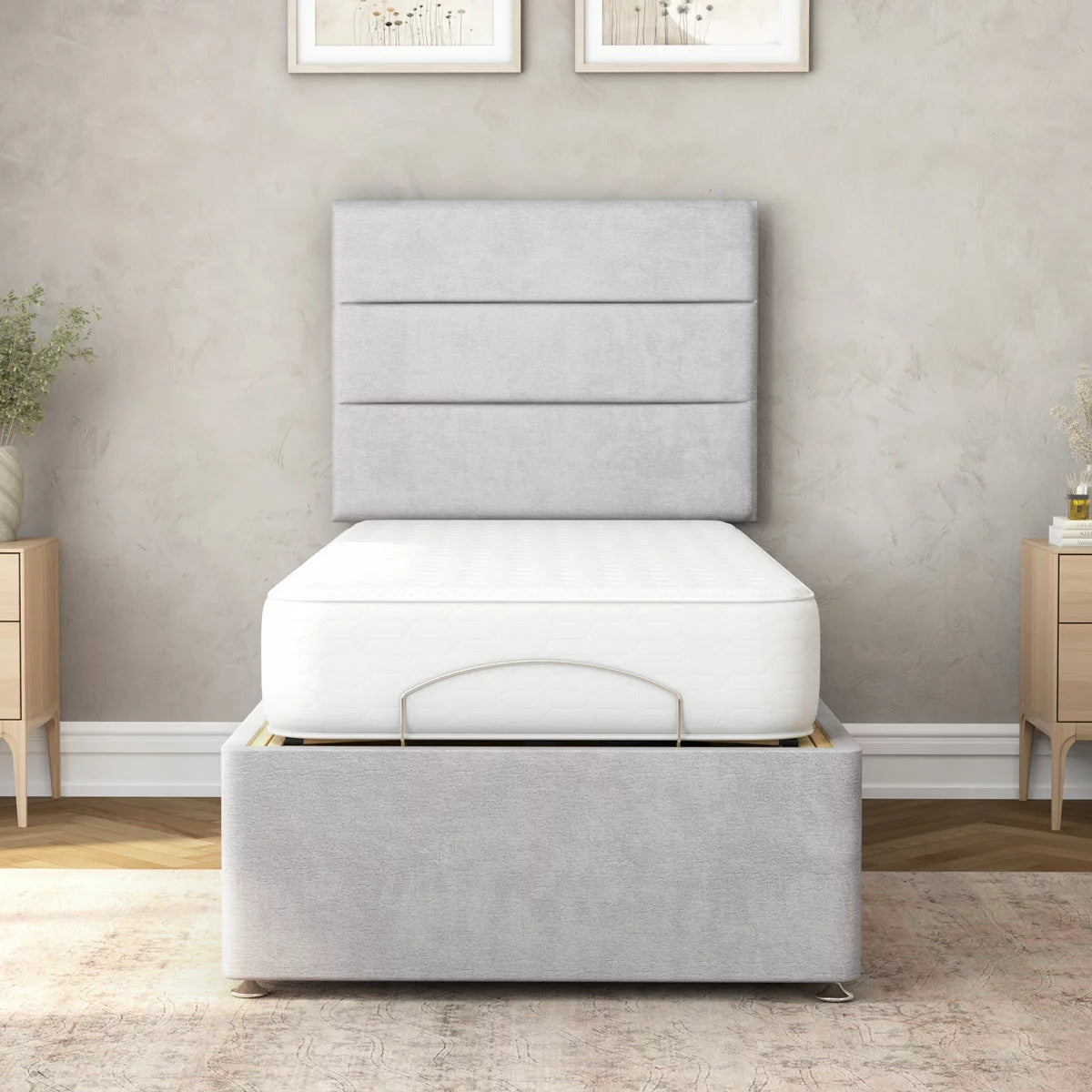Highgrove Fenton Grey Fabric Electric Adjustable Bed Base With Medium Memory