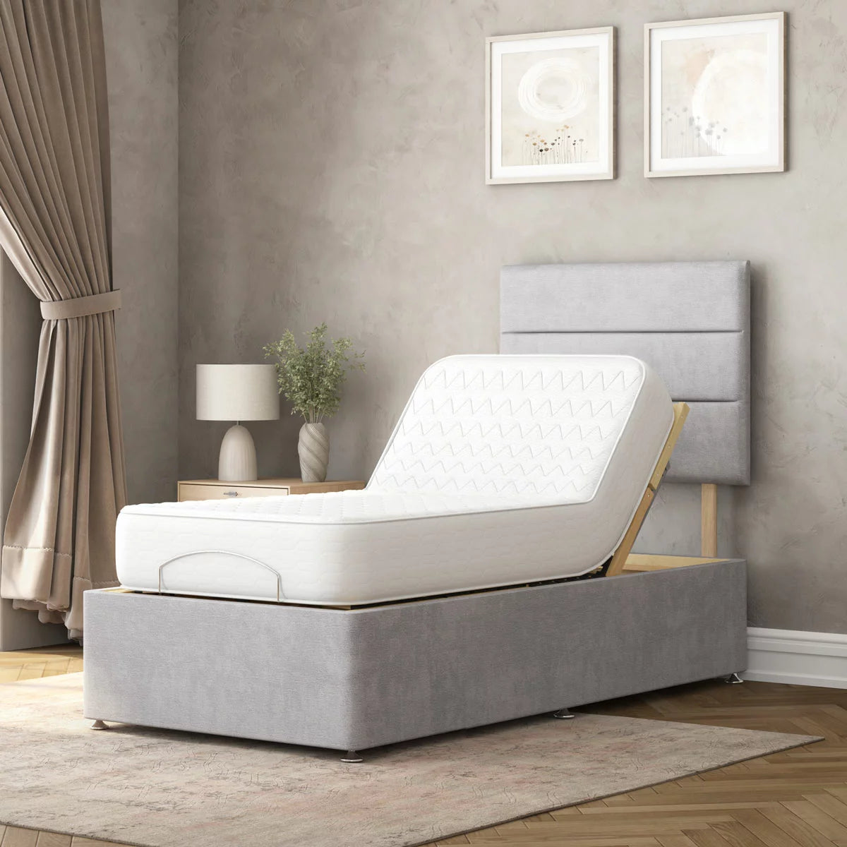 Highgrove Fenton Grey Fabric Electric Adjustable Bed Base With Medium Memory