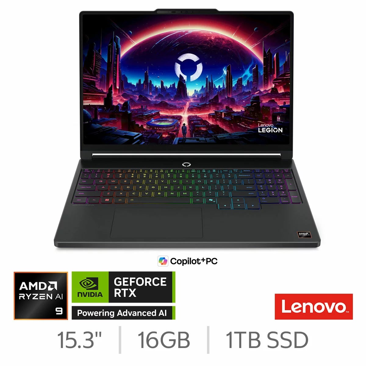 Lenovo Legion 5, Copilot+ PC, AMD Ryzen AI 9, 16GB RAM, 1TB SSD, NVIDIA GeForce RTX 5070, 15.3 inch OLED Gaming Laptop, 83Q6004KUK