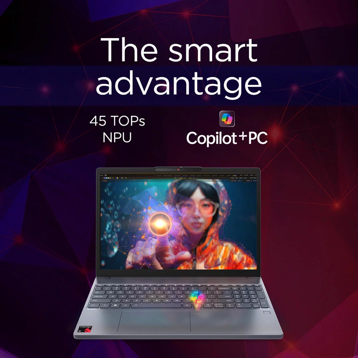 Lenovo IdeaPad Slim 3, Copilot+ PC, Snapdragon X1, 16GB RAM, 256GB SSD, 15.3 inch Laptop, 83N3007AUK, view 4