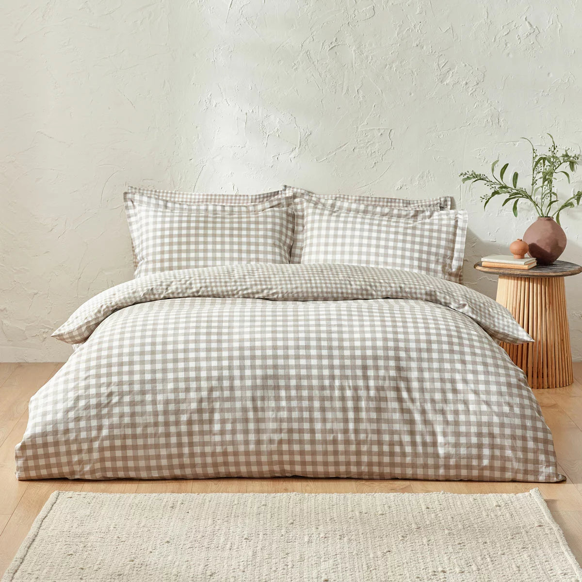 Yard Barton 100% Cotton Natural Gingham Duvet Cover Set in 4 Sizes