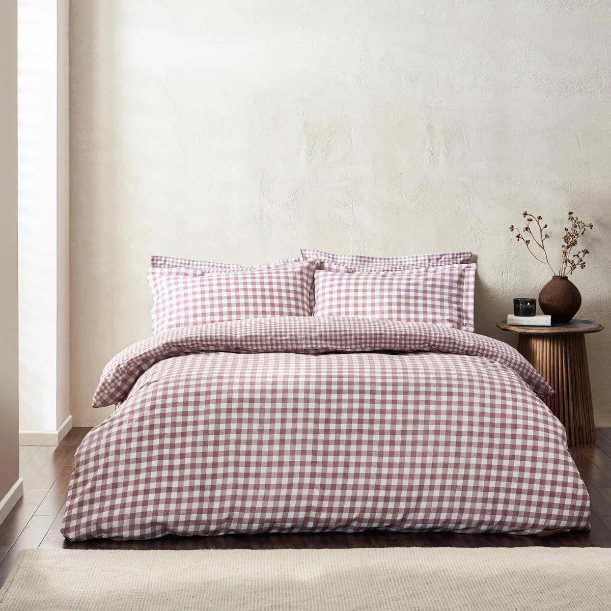Yard Barton 100% Cotton Berry Gingham Duvet Cover Set in 4 Sizes