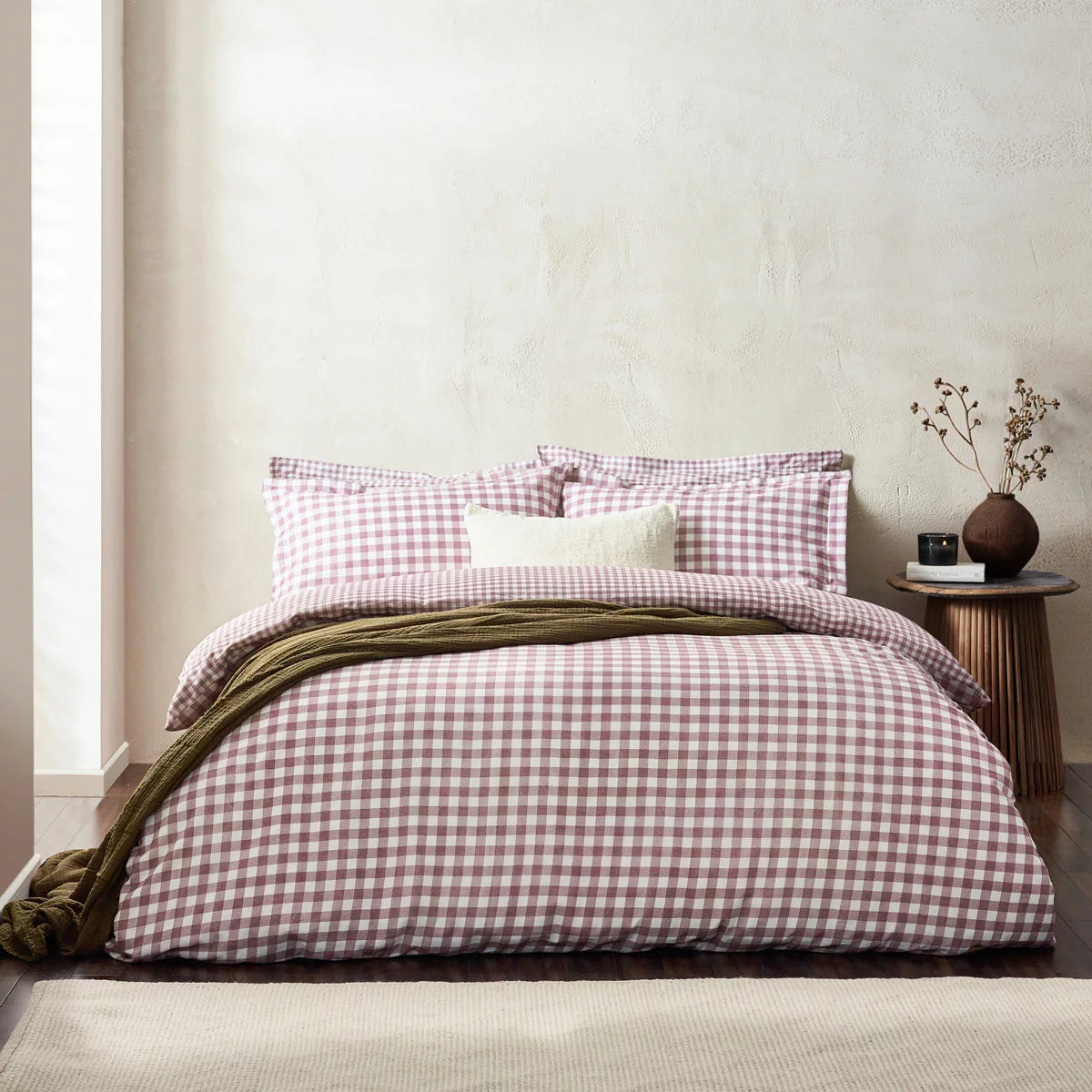 Yard Barton 100% Cotton Berry Gingham Duvet Cover Set in 4 Sizes