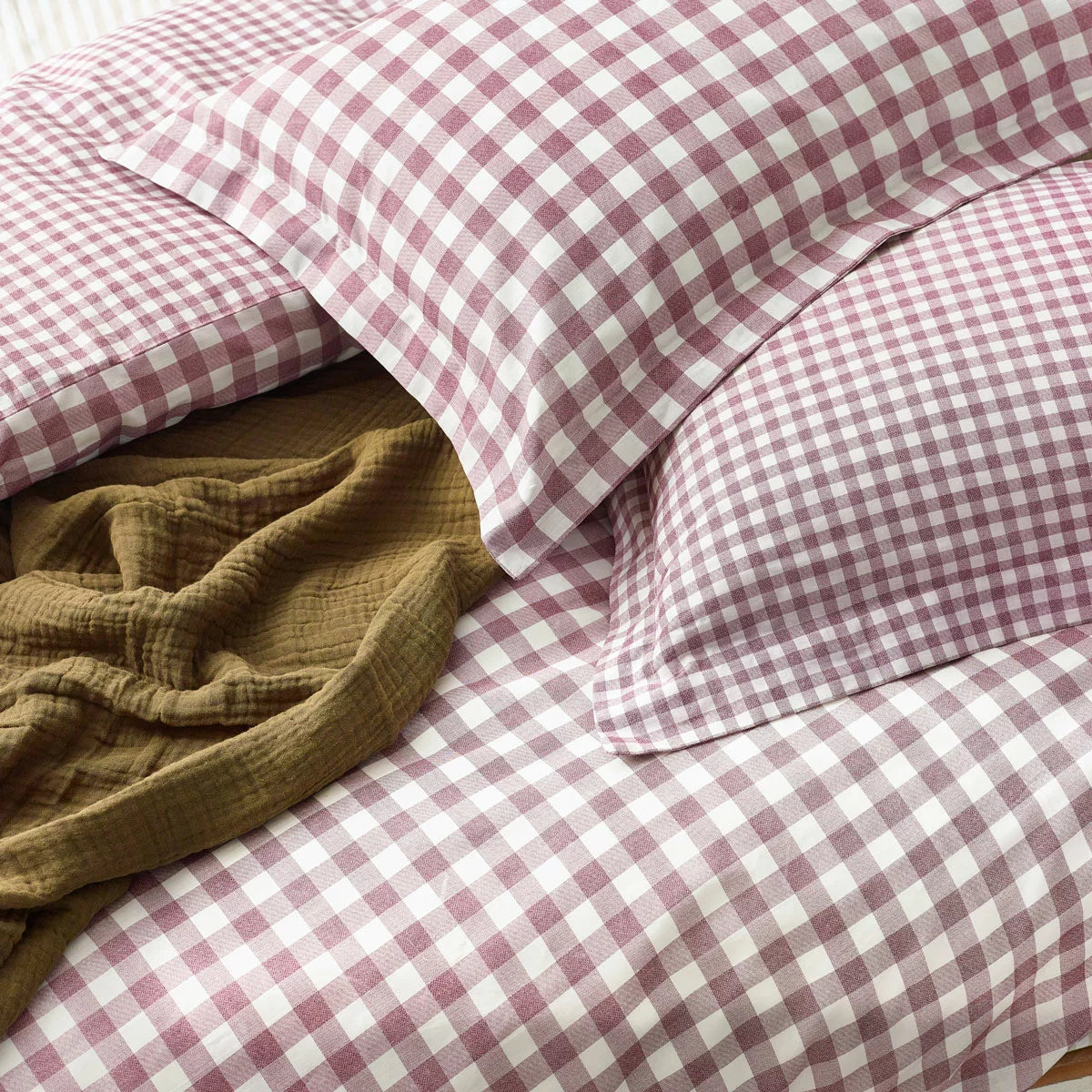 Yard Barton 100% Cotton Berry Gingham Duvet Cover Set in 4 Sizes