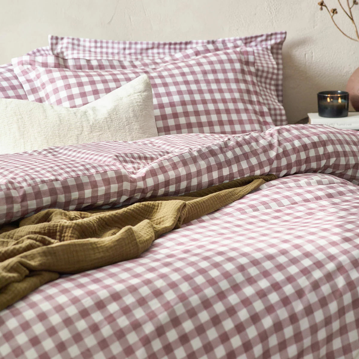 Yard Barton 100% Cotton Berry Gingham Duvet Cover Set in 4 Sizes
