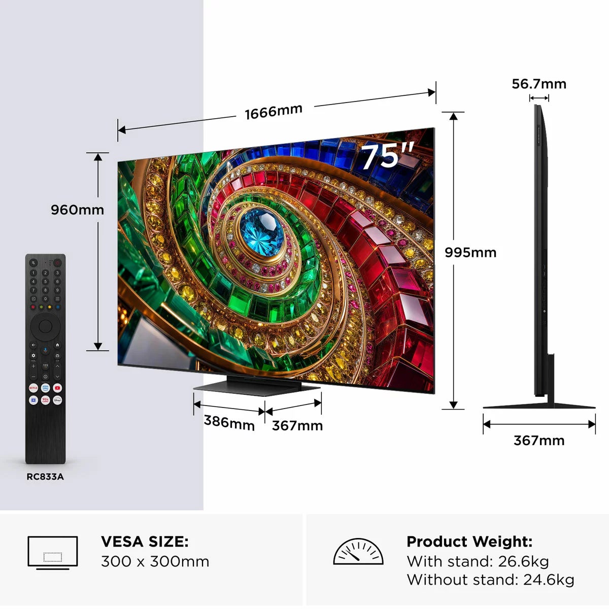 TCL 75Q7D 75 Inch RGB-Mini LED TV, view 2