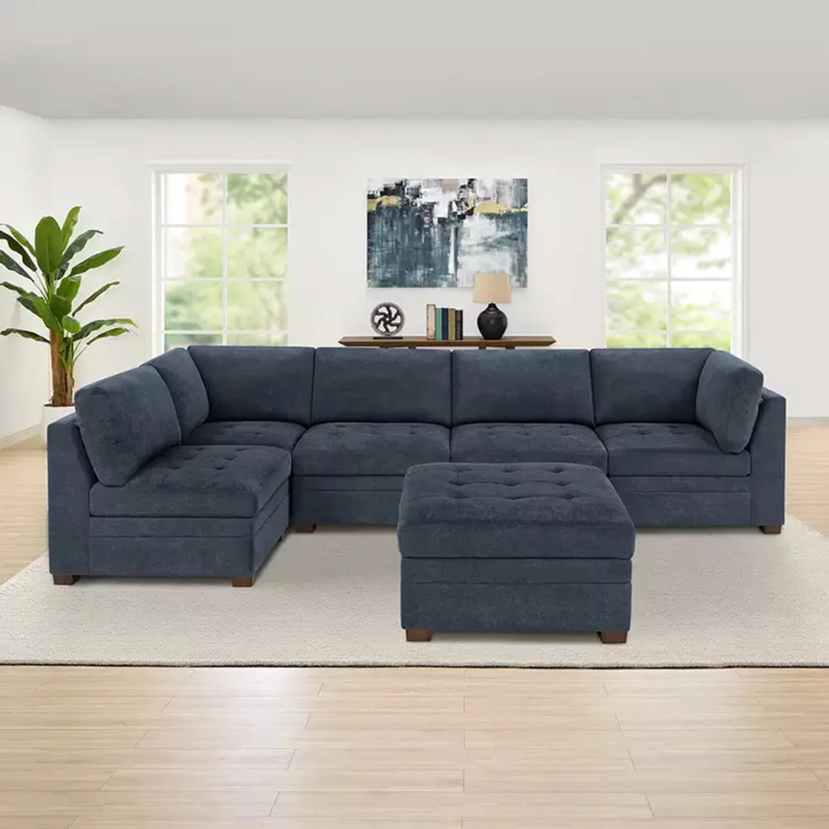Thomasville Tisdale Blue Fabric Corner Chair