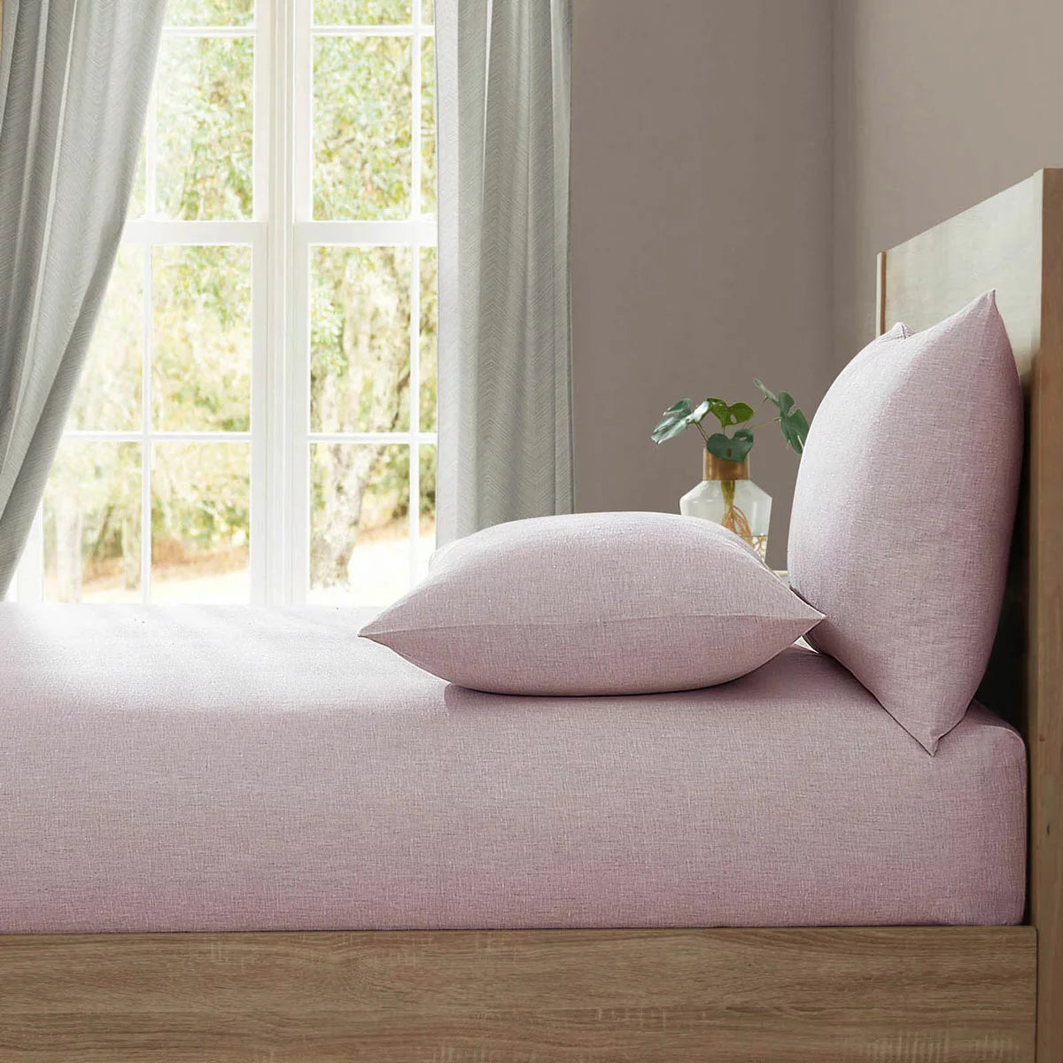 Lazy Linen 100% Washed Pink Linen Fitted Sheet in 3 Sizes