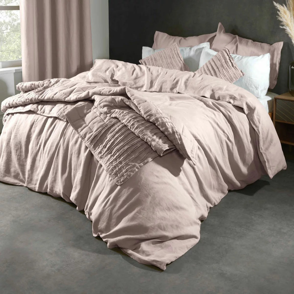 Lazy Linen 100% Washed Pink Linen Duvet Cover Set in 3 Sizes