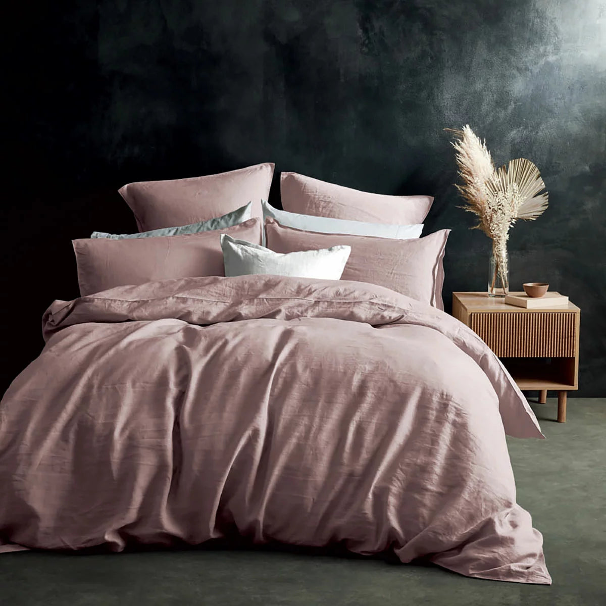Lazy Linen 100% Washed Pink Linen Fitted Sheet in 3 Sizes
