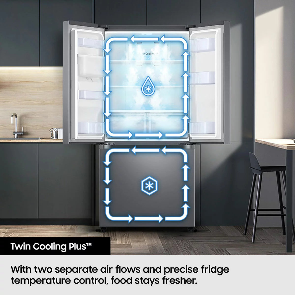 Samsung Series 8 RF50C510ES9 496L Multidoor Fridge Freezer, E Rated in Stainless