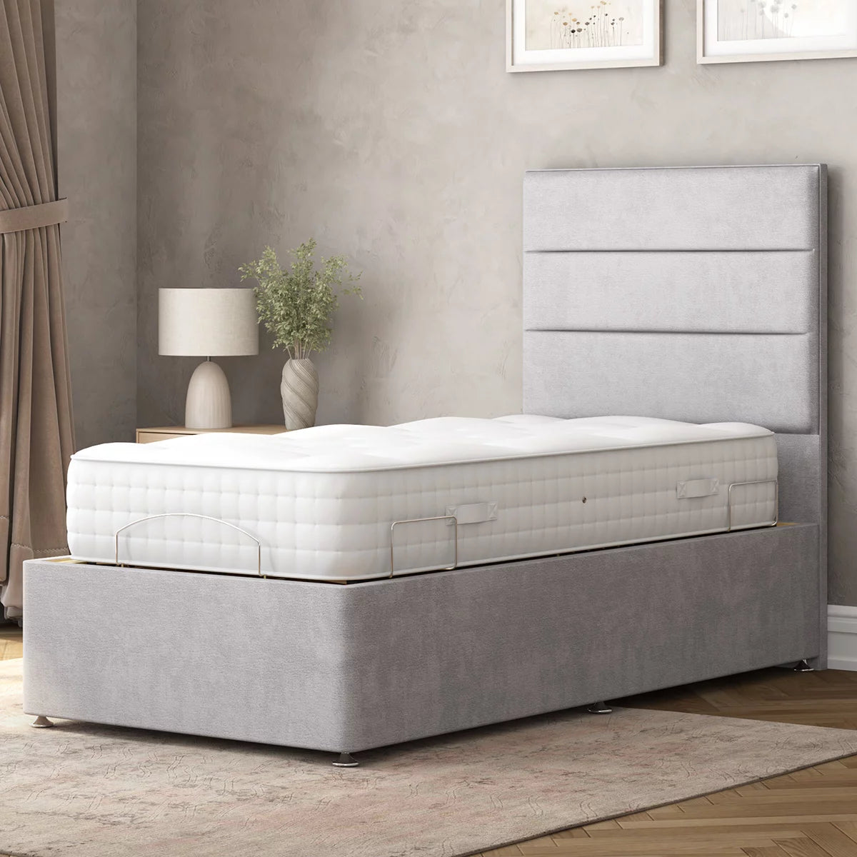 Highgrove Radnor Grey Fabric Electric Adjustable Bed Frame with 1000 Spring