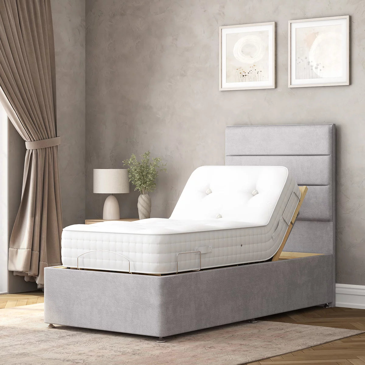Highgrove Radnor Grey Fabric Electric Adjustable Bed Frame with 1000 Spring