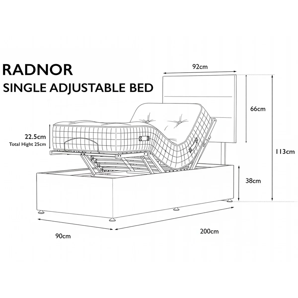 Highgrove Radnor Taupe Fabric Electric Adjustable Bed Frame with 1000 Spring