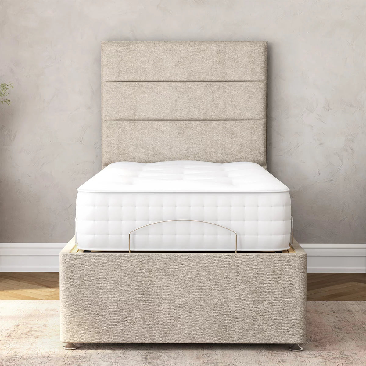 Highgrove Radnor Taupe Fabric Electric Adjustable Bed Frame with 1000 Spring