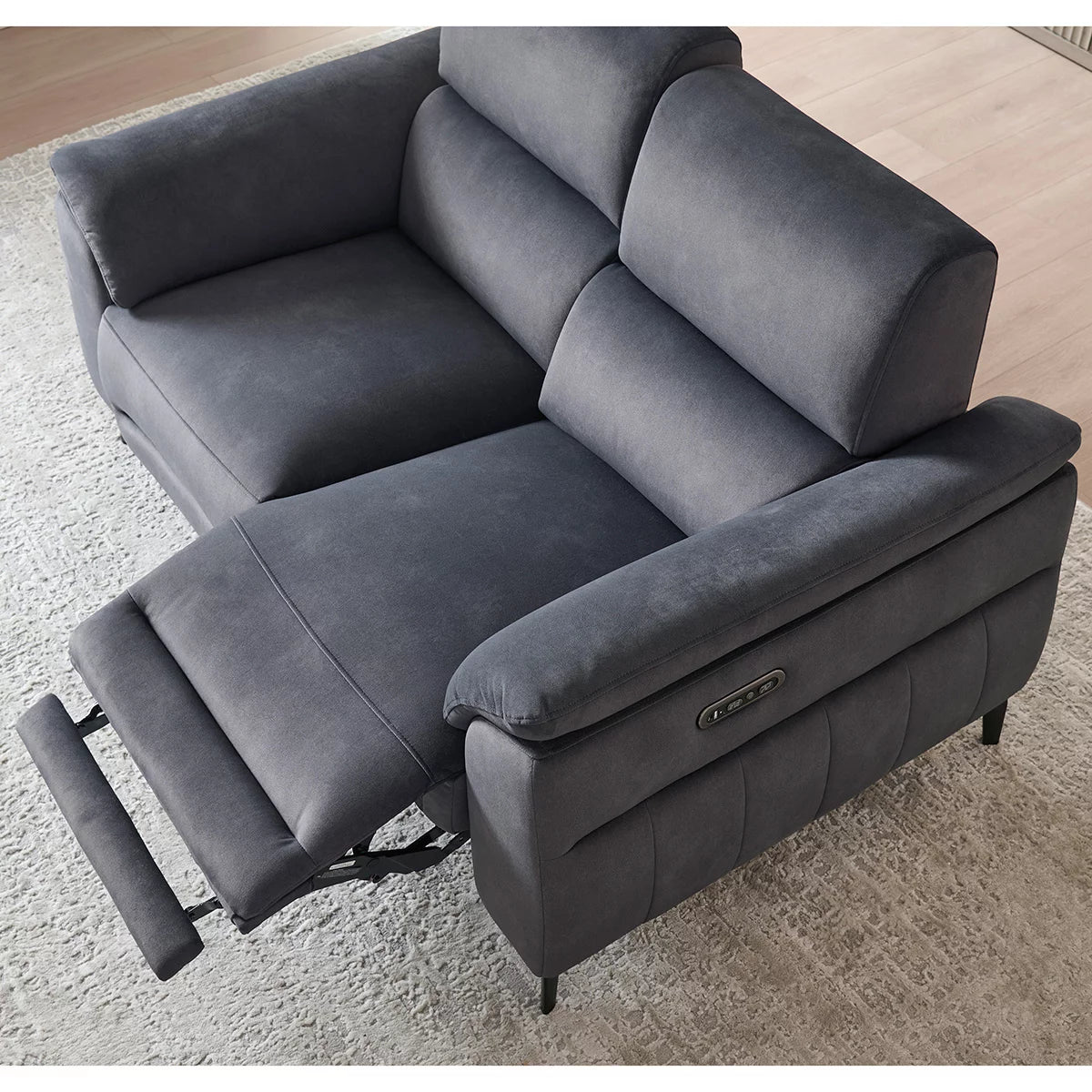 Apex Black Fabric Power Reclining 2 Seater Sofa with Power Head Tilt