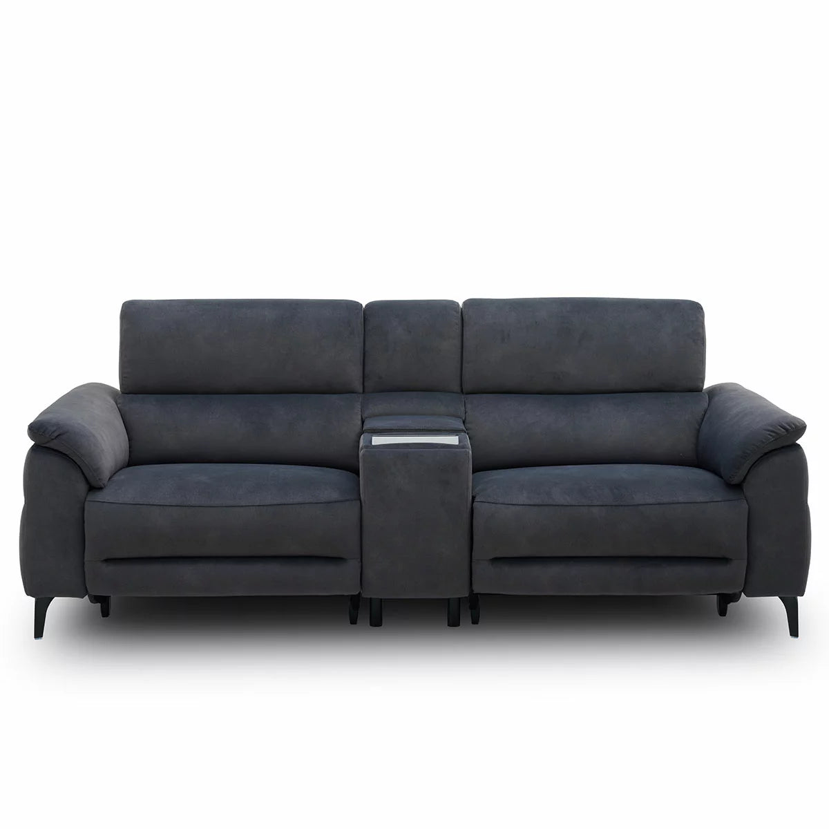 Apex Black Fabric Power Reclining Large 2 Seater Sofa with Power Head Tilt &
