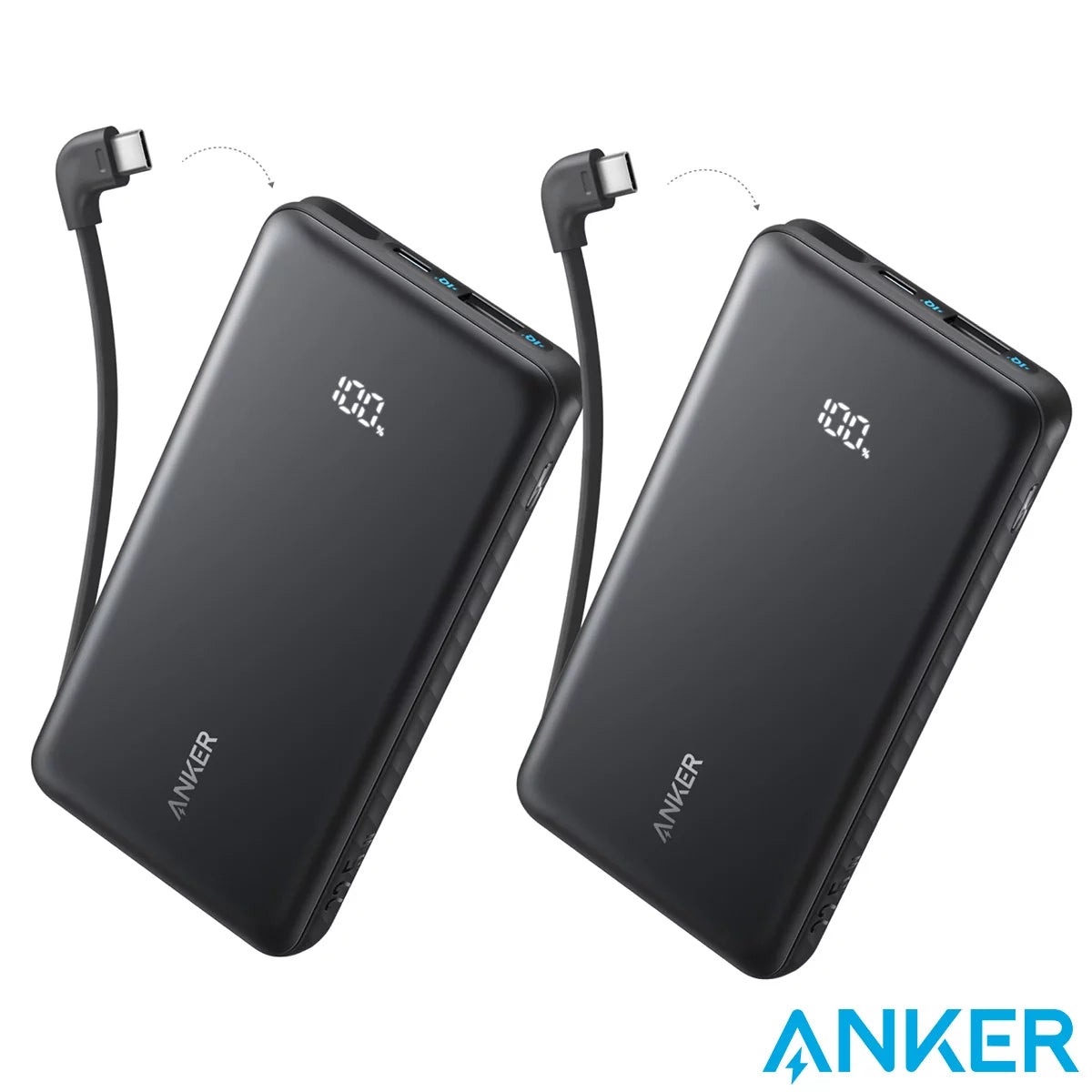 Anker Zolo 10, 000mAh Power Bank with Built-in USB-C Cable 2-Pack