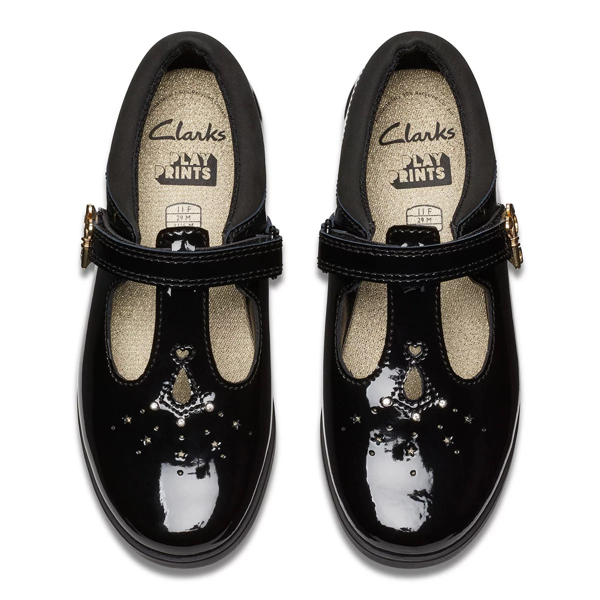 Clarks Kids Lock Shine Black Patent Shoes