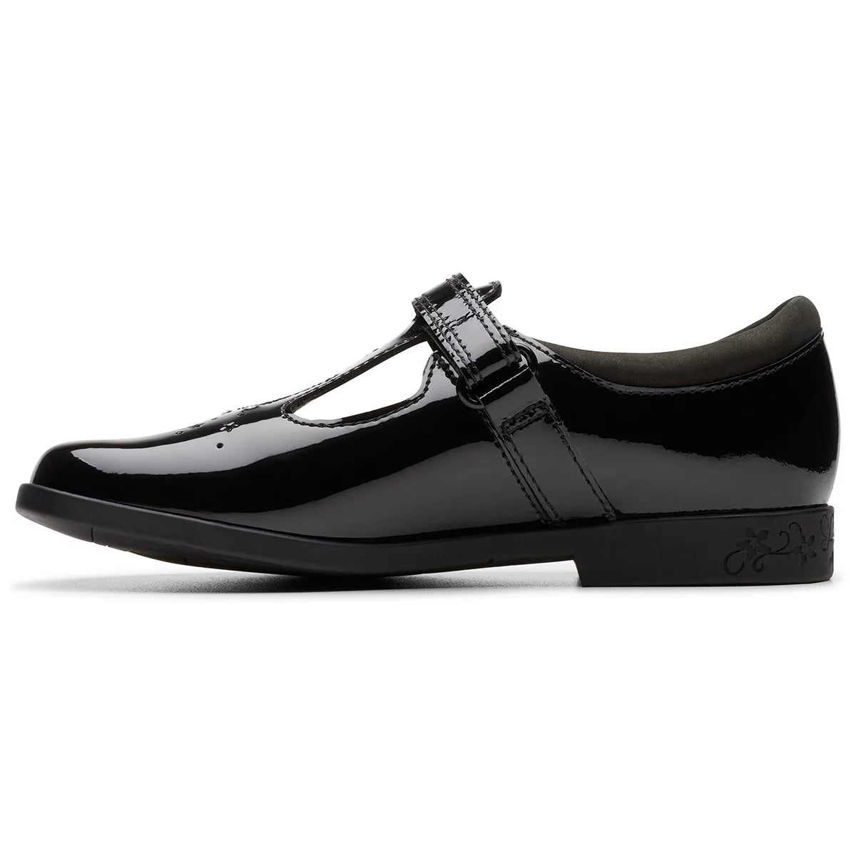 Clarks Kids Lock Shine Black Patent Shoes