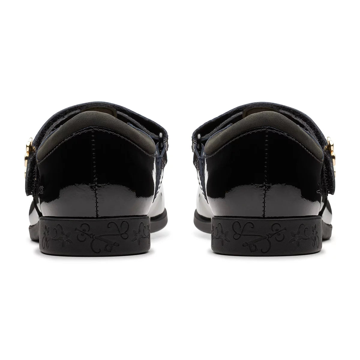 Clarks Kids Lock Shine Black Patent Shoes
