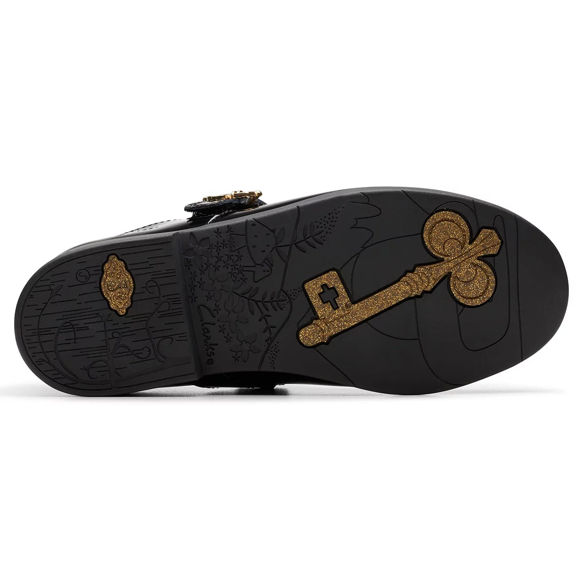 Clarks Kids Lock Shine Black Patent Shoes