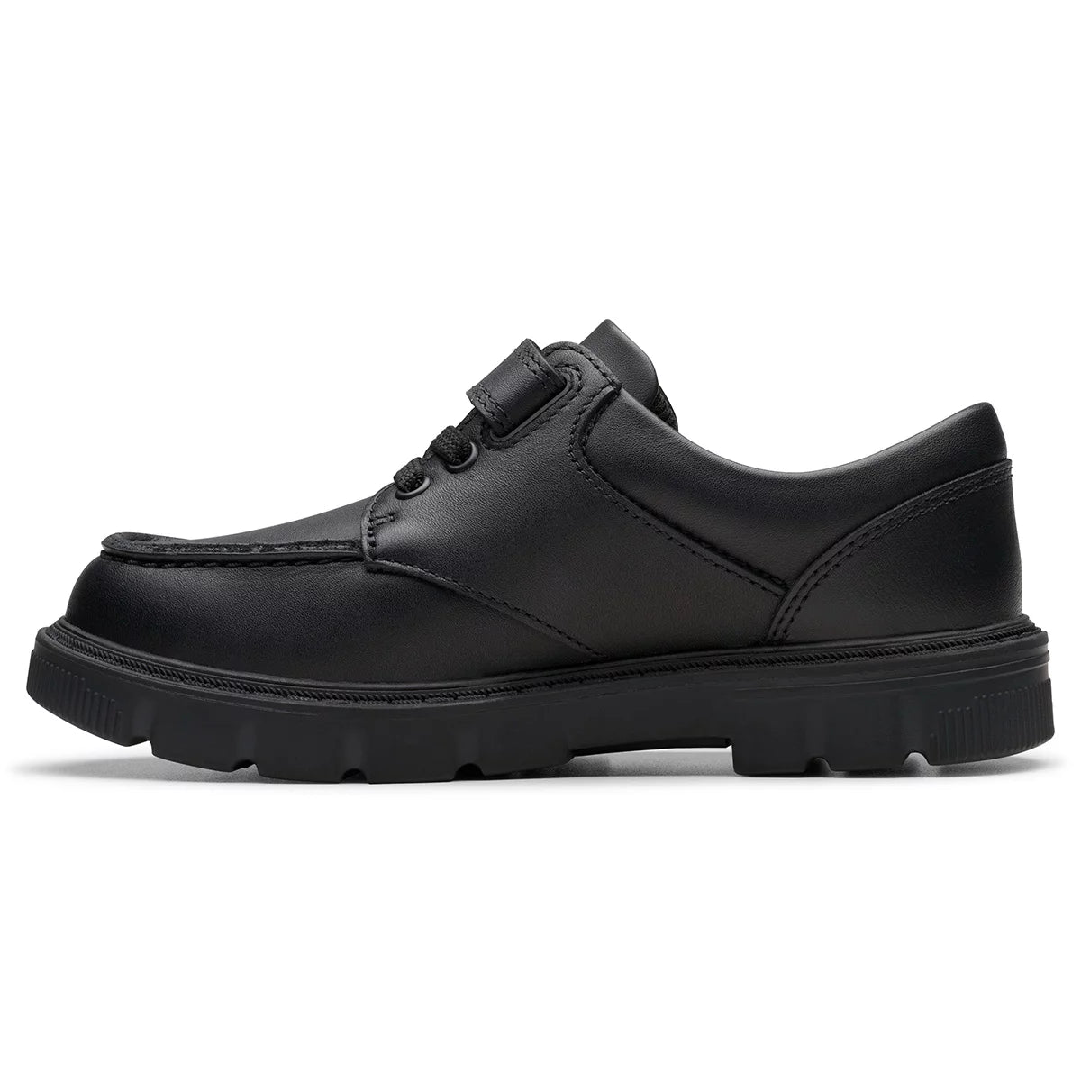 Clarks Kids Lorcam Edge Black Leather Shoes