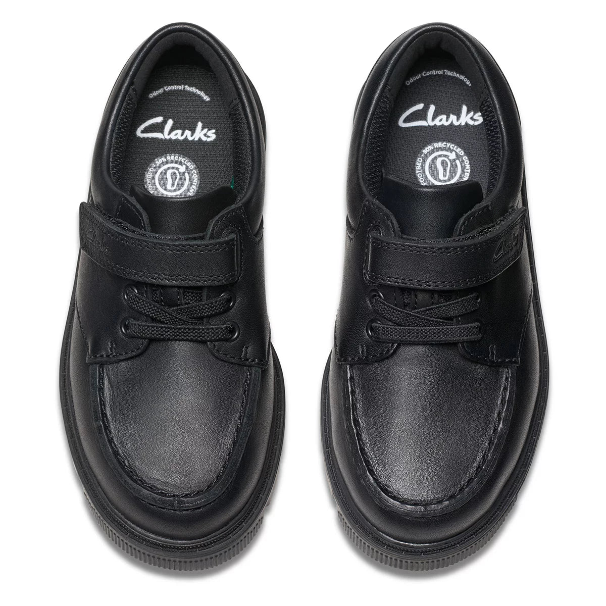 Clarks Kids Lorcam Edge Black Leather Shoes