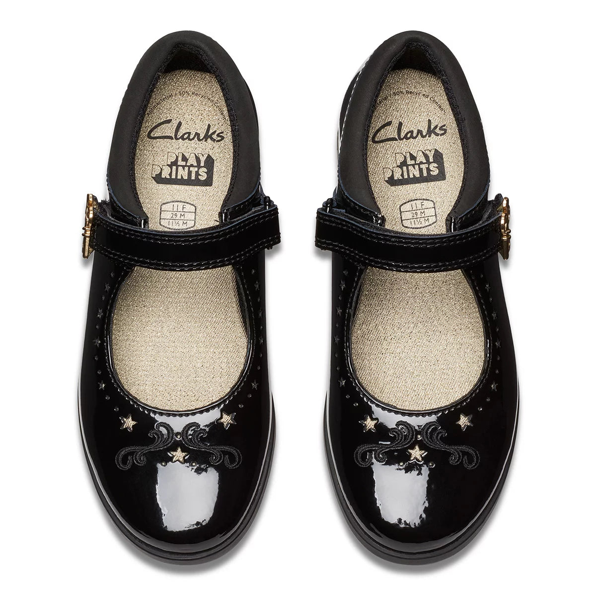 Clarks Kids Lock Magic Black Patent Shoes