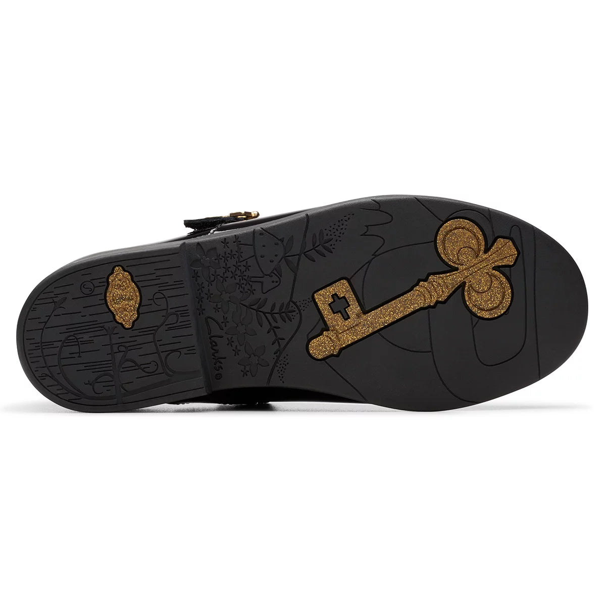 Clarks Kids Lock Magic Black Patent Shoes