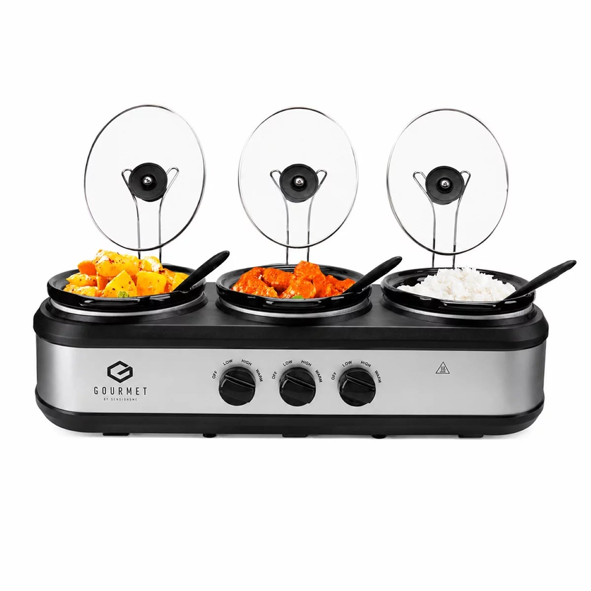 SensioHome Gourmet Triple Slow Cooker & Warming Station 7.1L