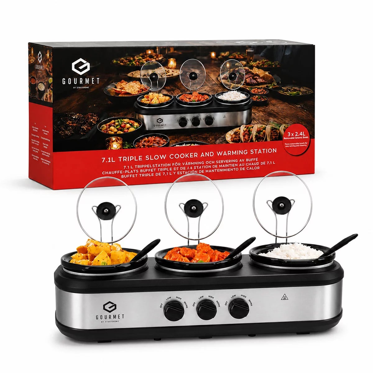 SensioHome Gourmet Triple Slow Cooker & Warming Station 7.1L, view 2