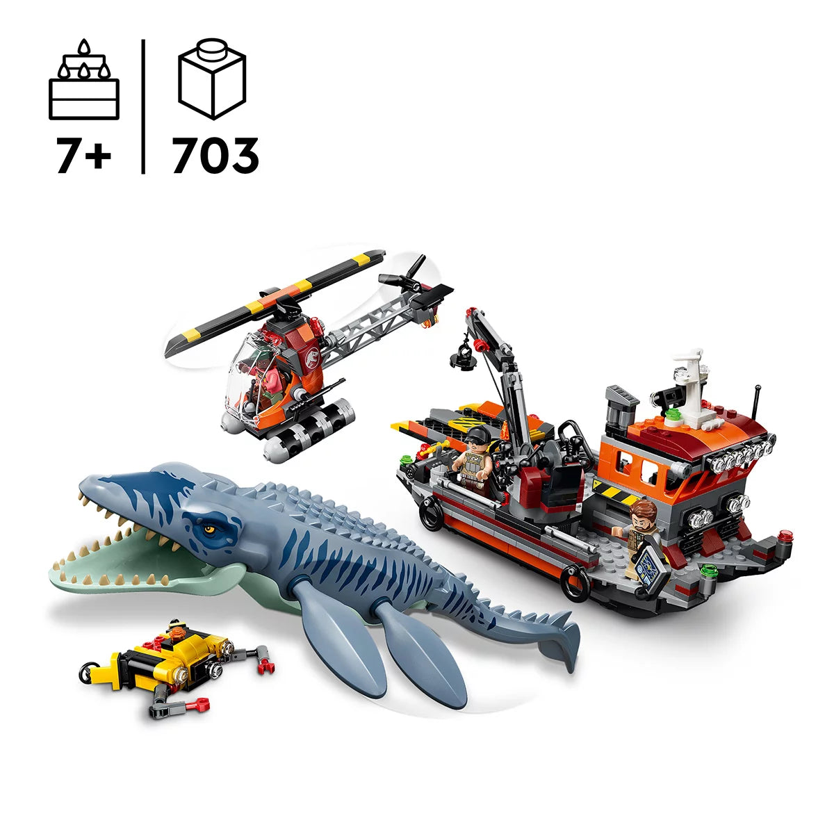 LEGO Jurassic World Mosasaurus Dinosaur Boat Attack - Model 77983 (7+ Years)