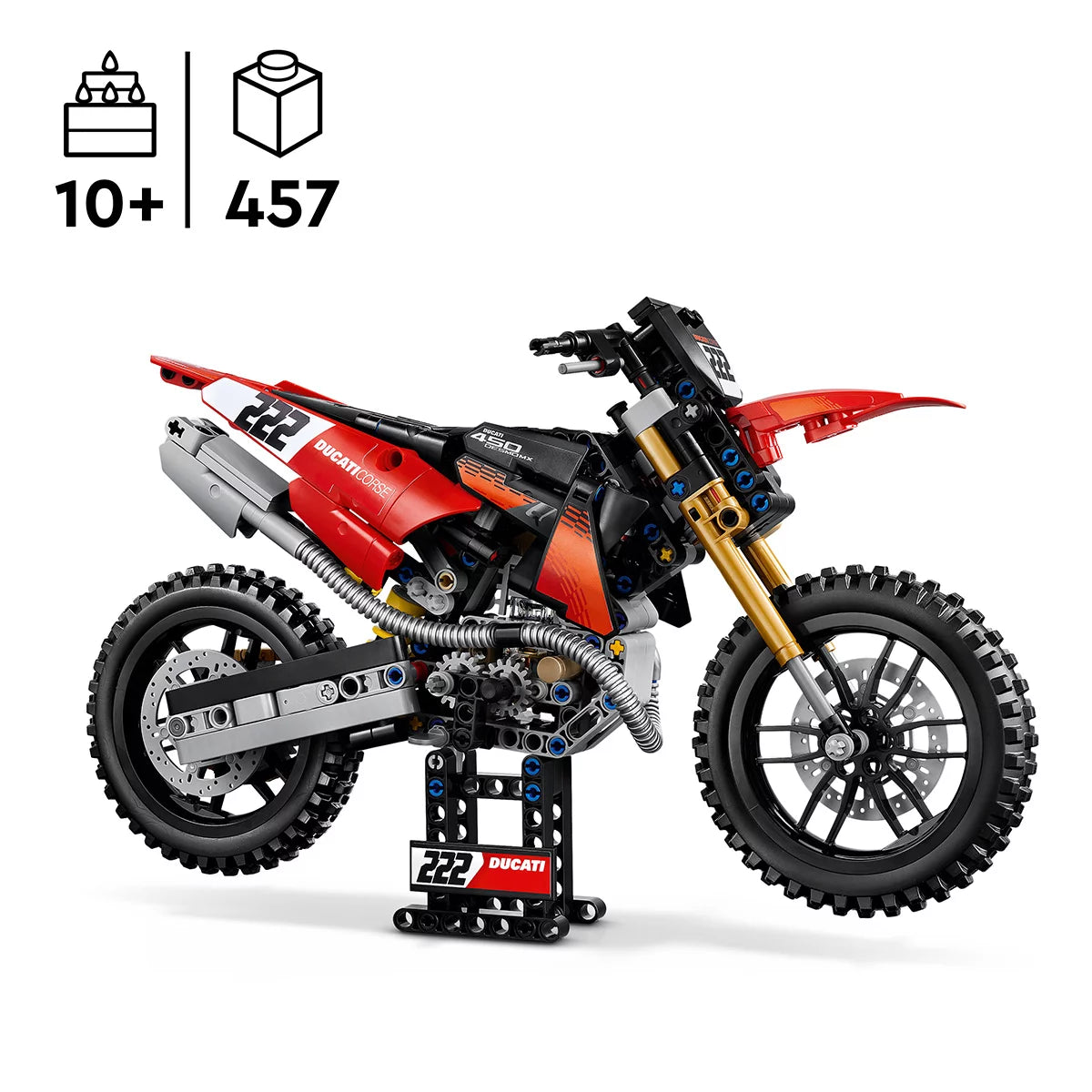 LEGO Technic Ducati Desmo450 MX Factory Motorcycle - Model 42238 (10+ Years)