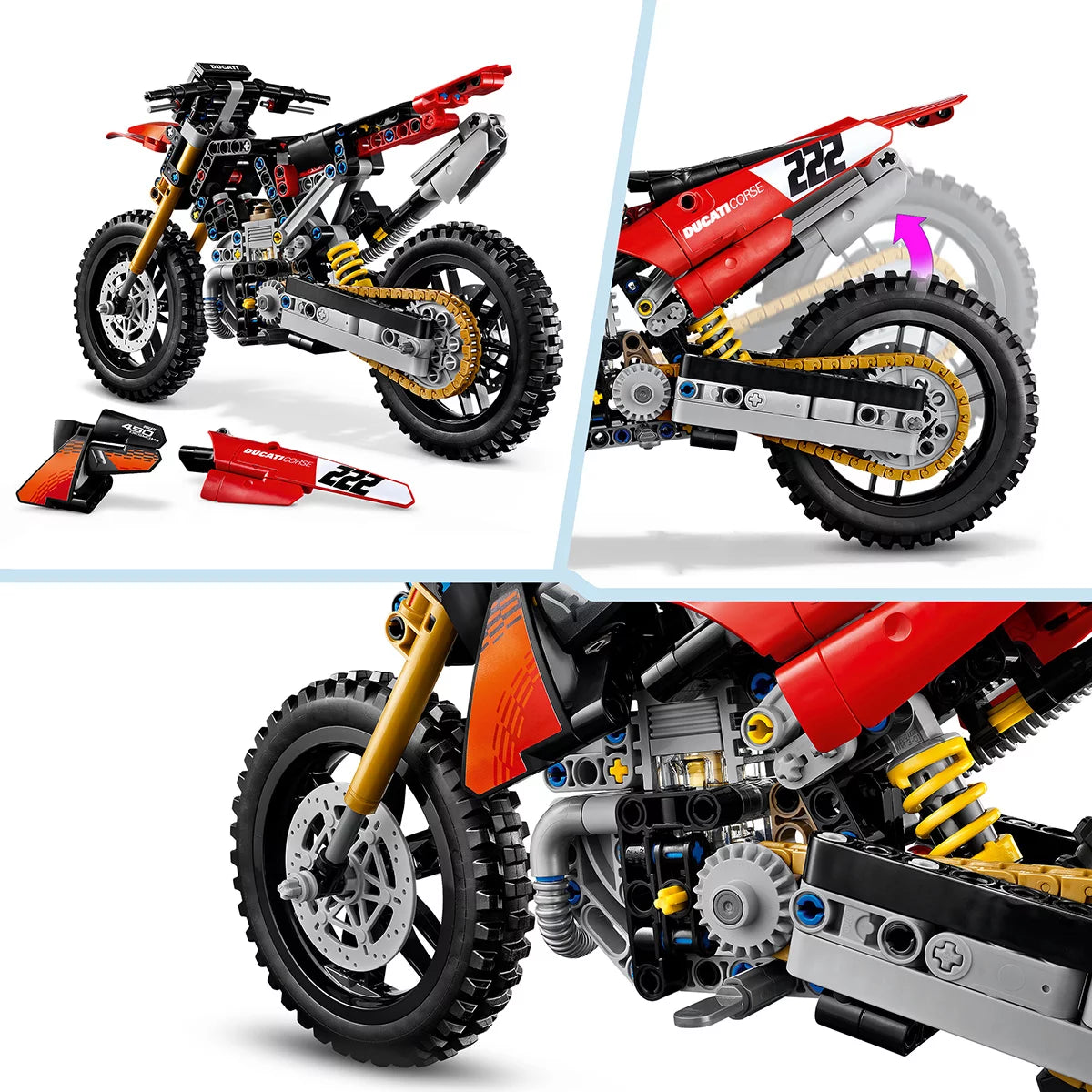 LEGO Technic Ducati Desmo450 MX Factory Motorcycle - Model 42238 (10+ Years)
