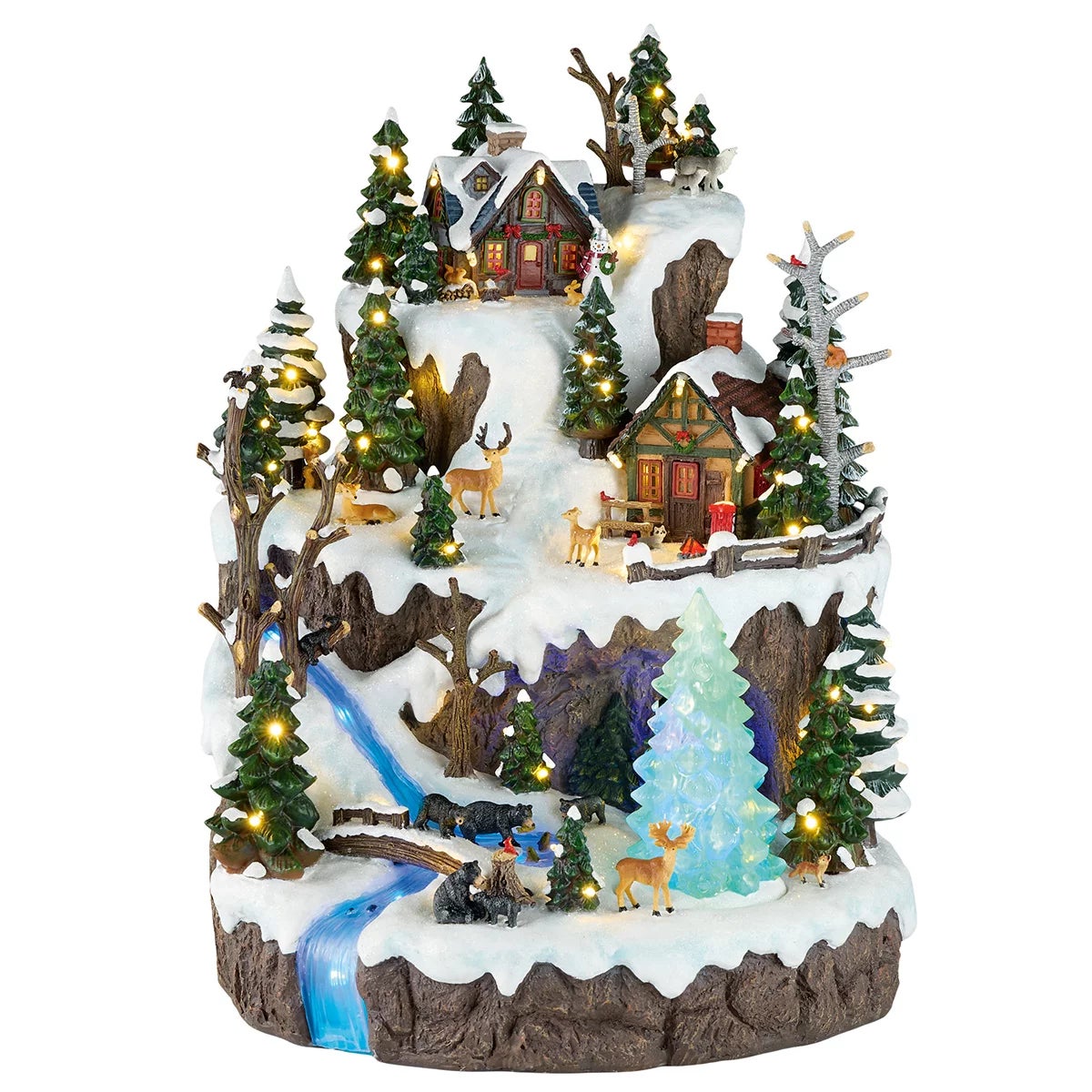 Snowy Woodland Village with Lights and Music, view 2