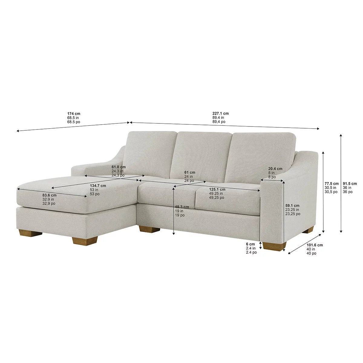 Thomasville Dillard Grey Fabric Corner Sofa, view 8