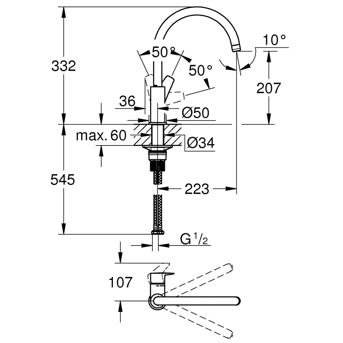 Grohe Start Edge Kitchen Sink Mixer Tap