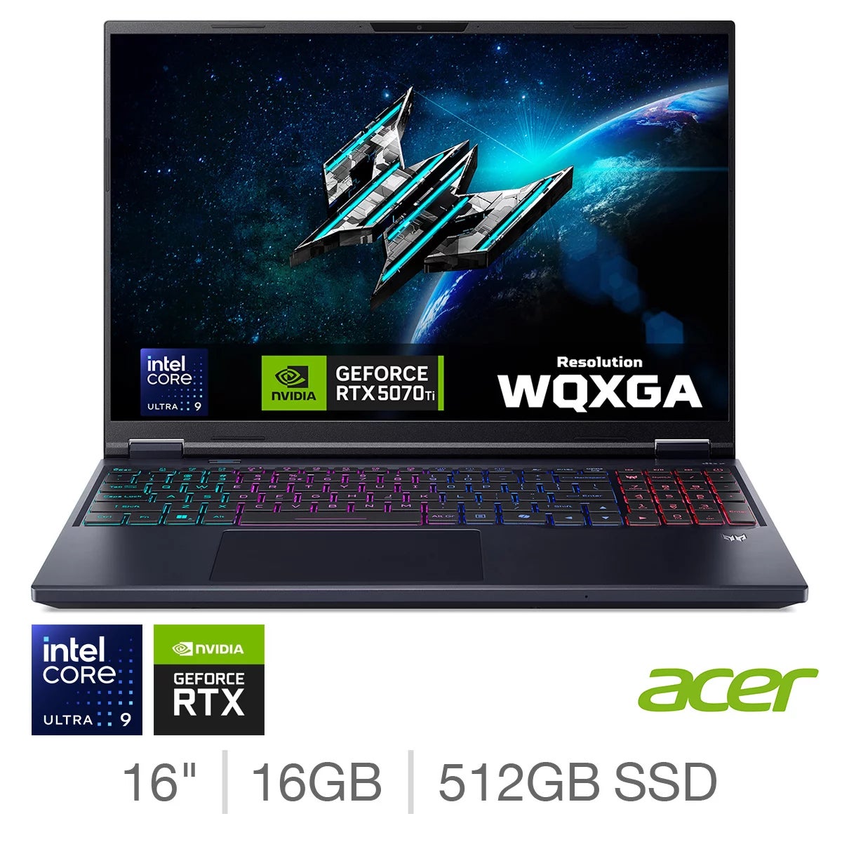 Acer Helios, Intel Core Ultra 9, 16GB RAM, 512GB SSD, NVIDIA GeForce RTX 5070 Ti, 16 Inch Gaming Laptop, NH.U44EK.004