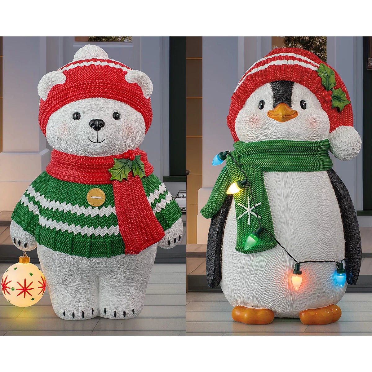 24 inch Bear and Penguin Greeter With LED Lights