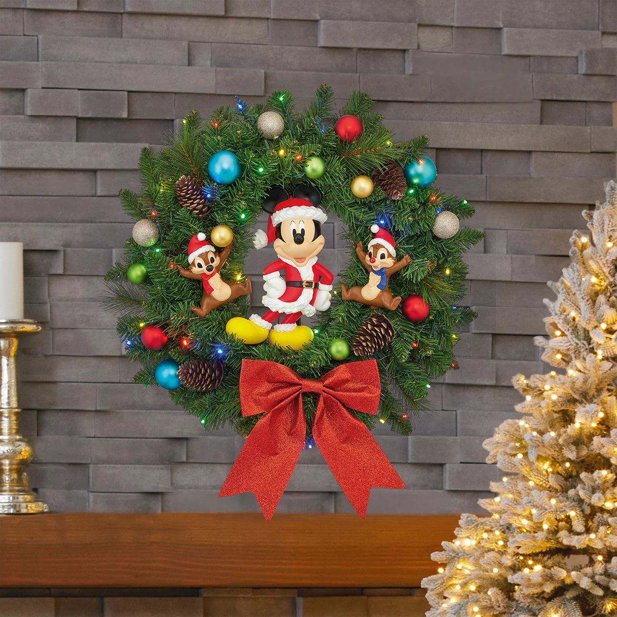 22 inch Disney Holiday Wreath With LED Lights, view 2