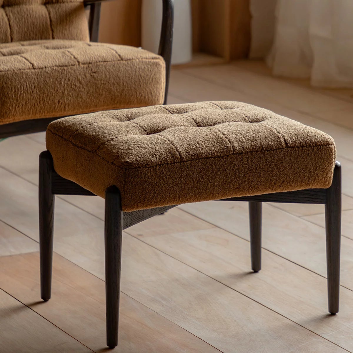 Gallery Humber Orange Faux Sheepskin Footstool