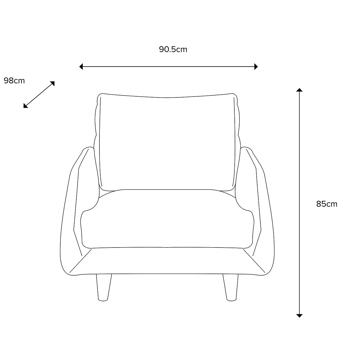 Gallery Oakwood Dark Grey Fabric Armchair, view 2